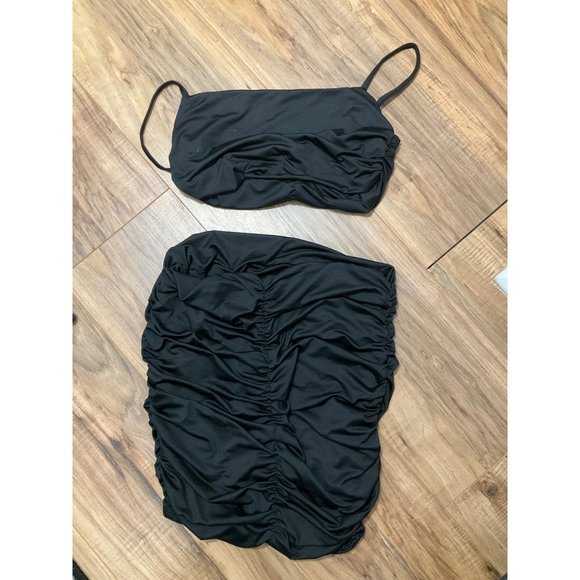 NWT Beagimeg Women’s Ruched Cami Crop Top 2 Piece Mini Dress Size: Small - Picture 2 of 4